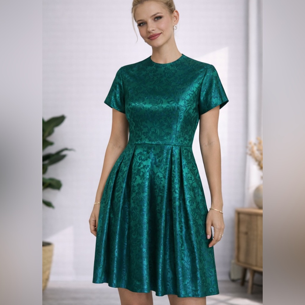 1960’s vintage Teal and Blue Brocade Cocktail Dress